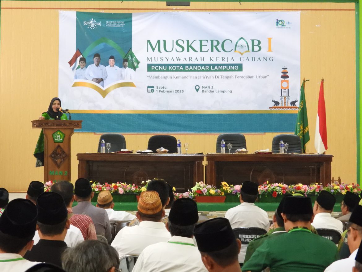 Hj Eva Dwiana Buka Secara Resmi Muskercab 1 PCNU Kota Bandar Lampung