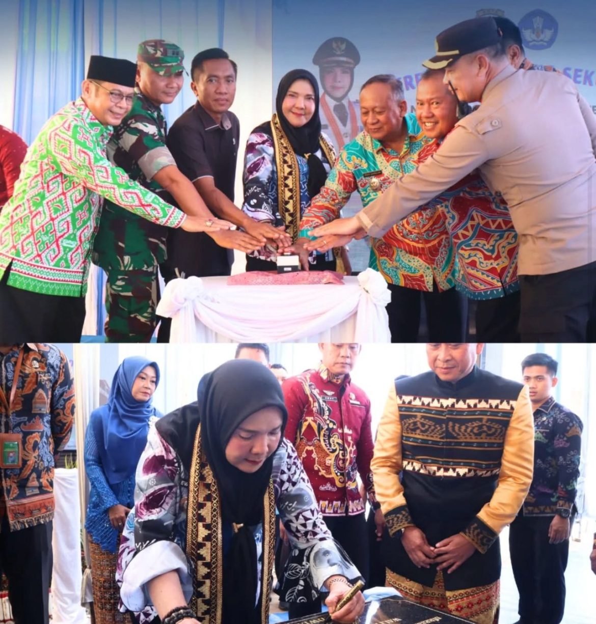 Walikota Bandar Lampung Hj. Eva Dwiana meresmikan Gedung Sekolah SMP 38, 44, 45 dan SDN 2 Palapa