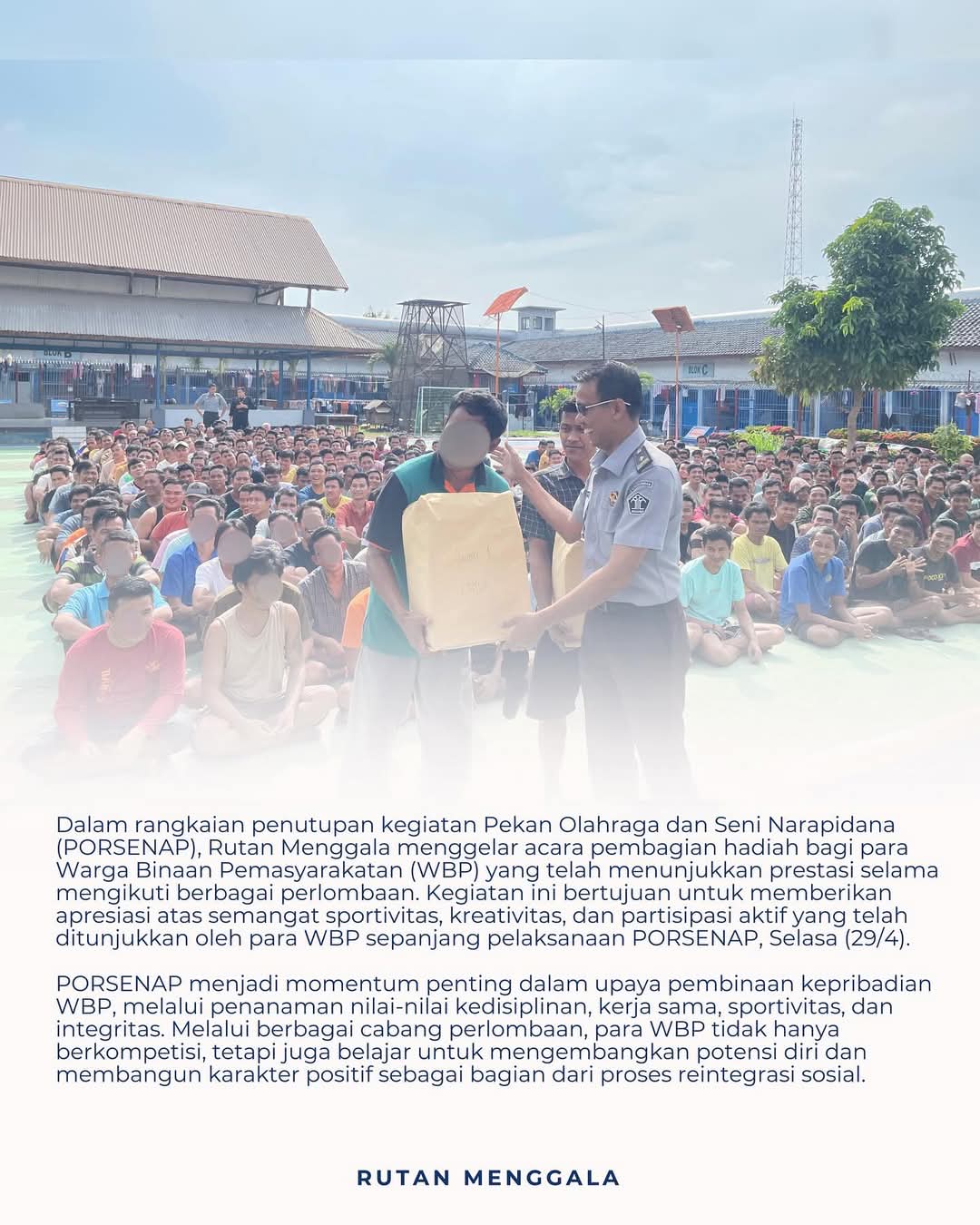 Rutan Menggala Gelar Penutupan Kegiatan Pekan Olahraga dan Seni Narapidana (PORSENAP)